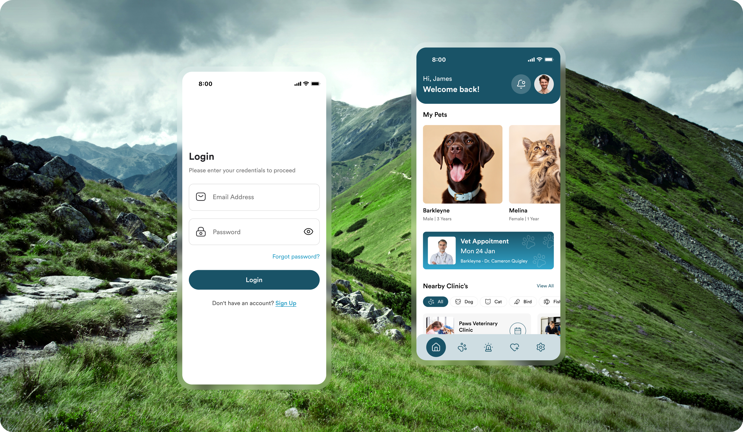 Modern UI/UX Interface for Pet Healthcare App