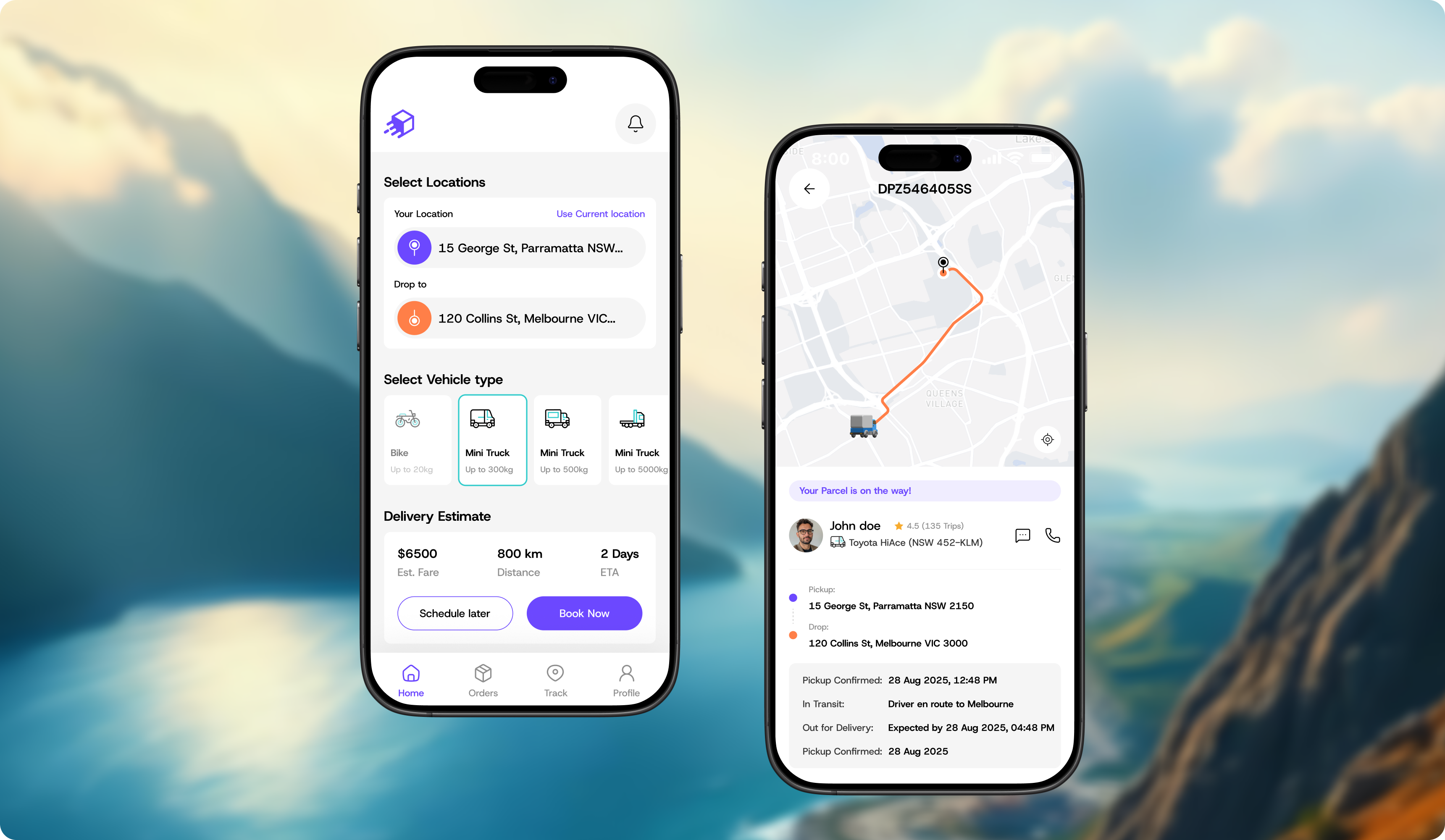 Modern UI/UX interface for Dropzoo Porter Booking app.