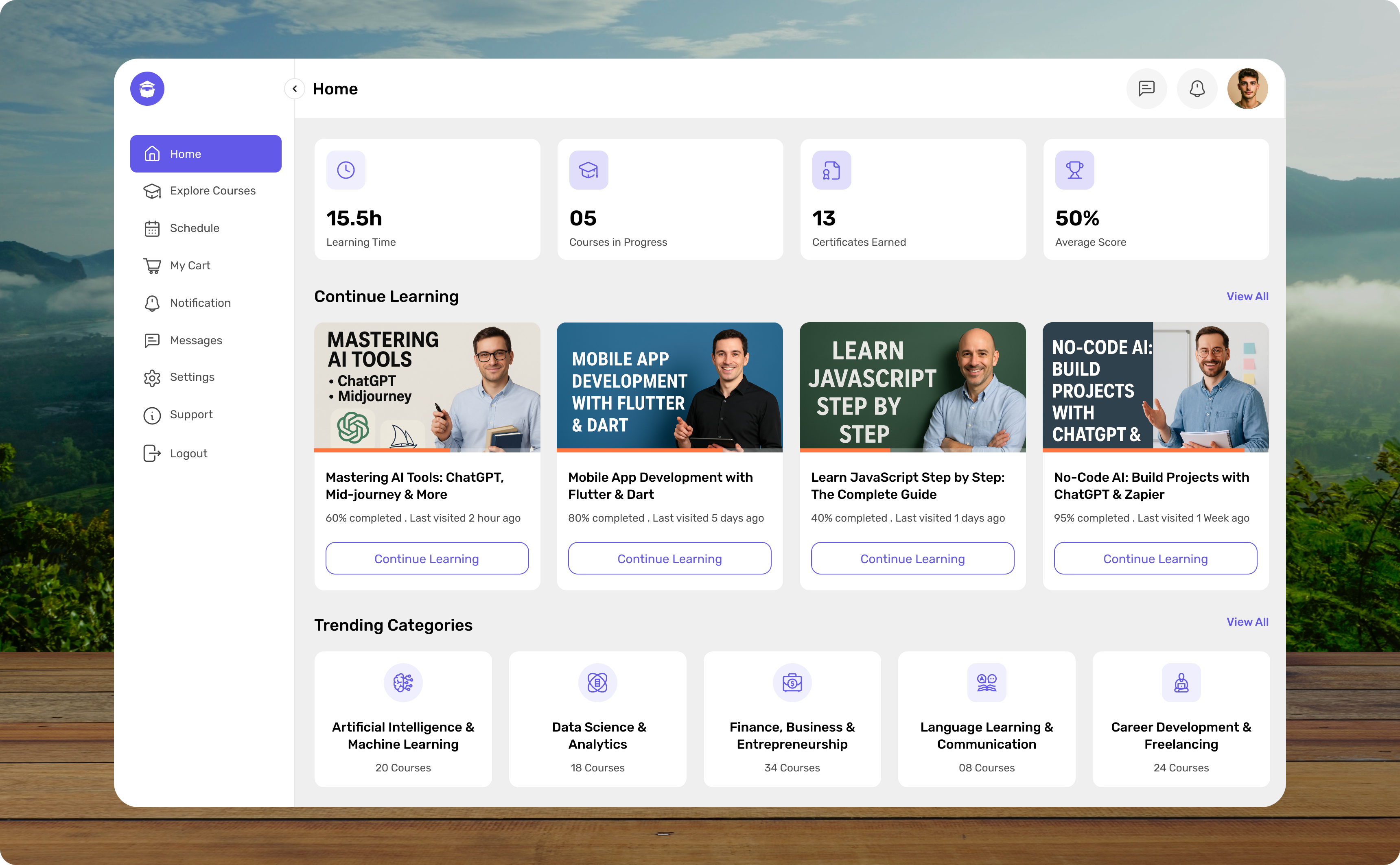 Automated notifications reminding students about assignments and classes