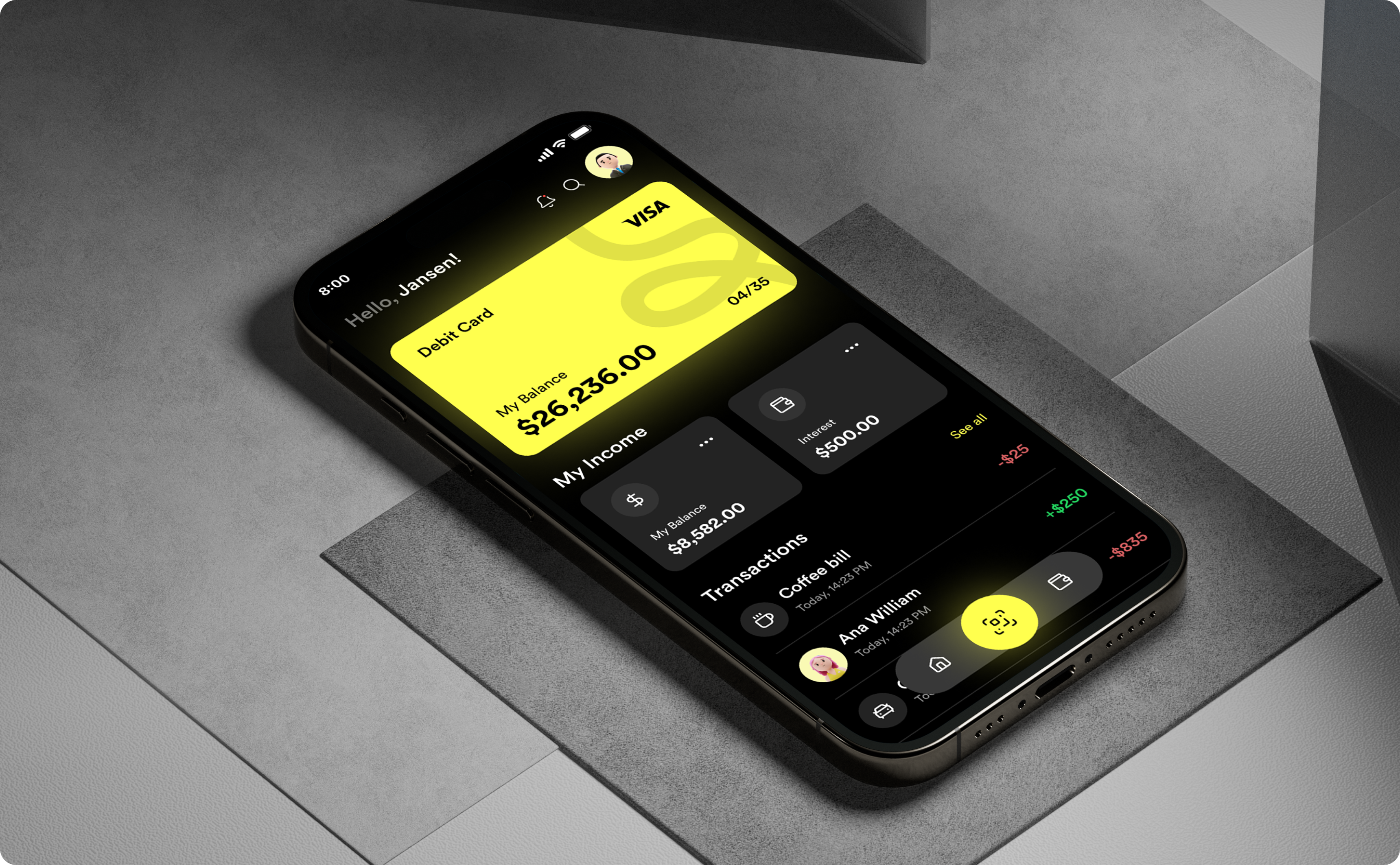 Finovia app budgeting screen - smart financial planning