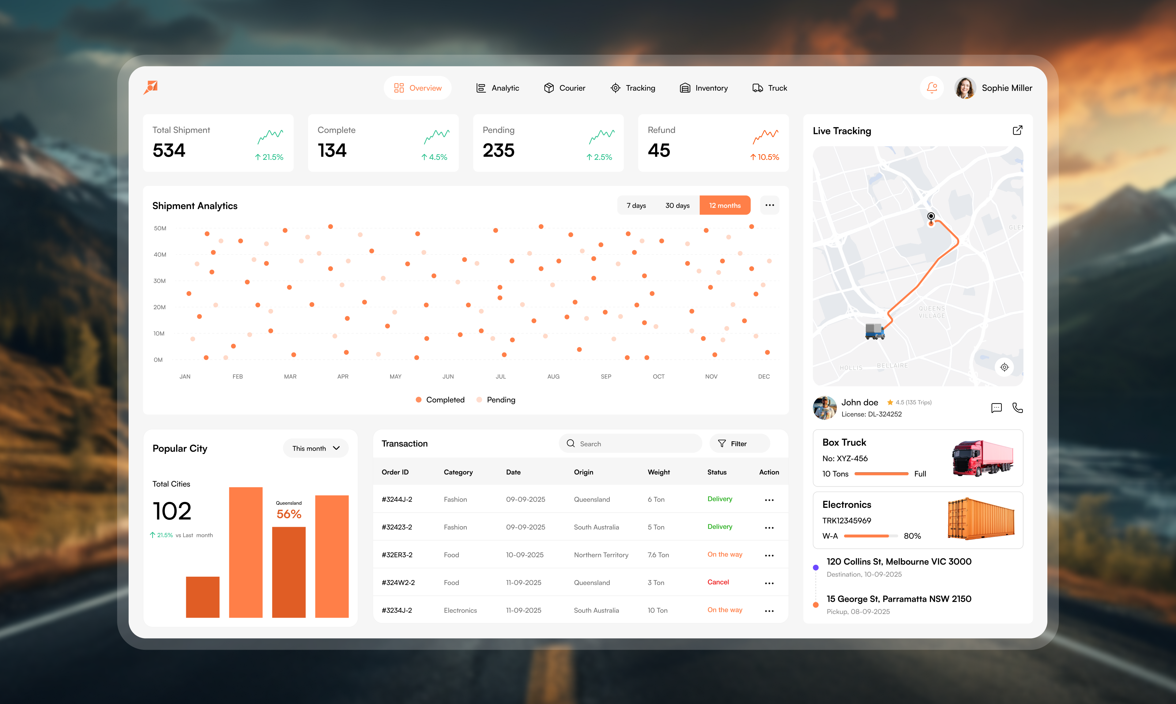 Real-Time Vehicle Tracking Interface in Fleetix