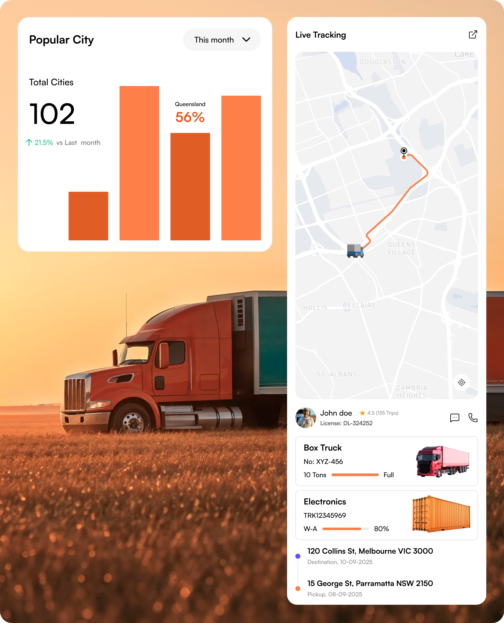 Transport Logistics Tracking Screen