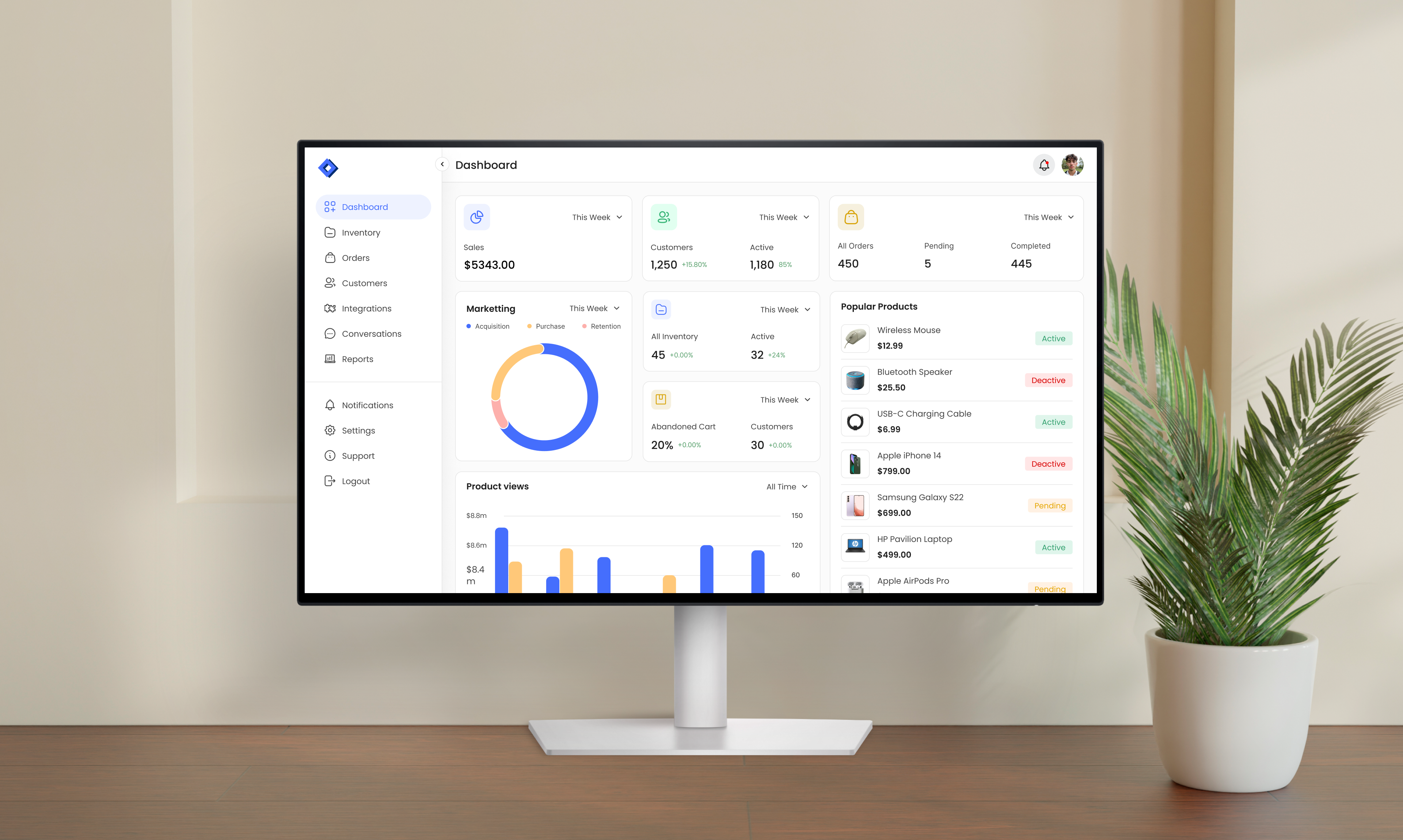 Digital interface of Stockify's Inventory Management System.
