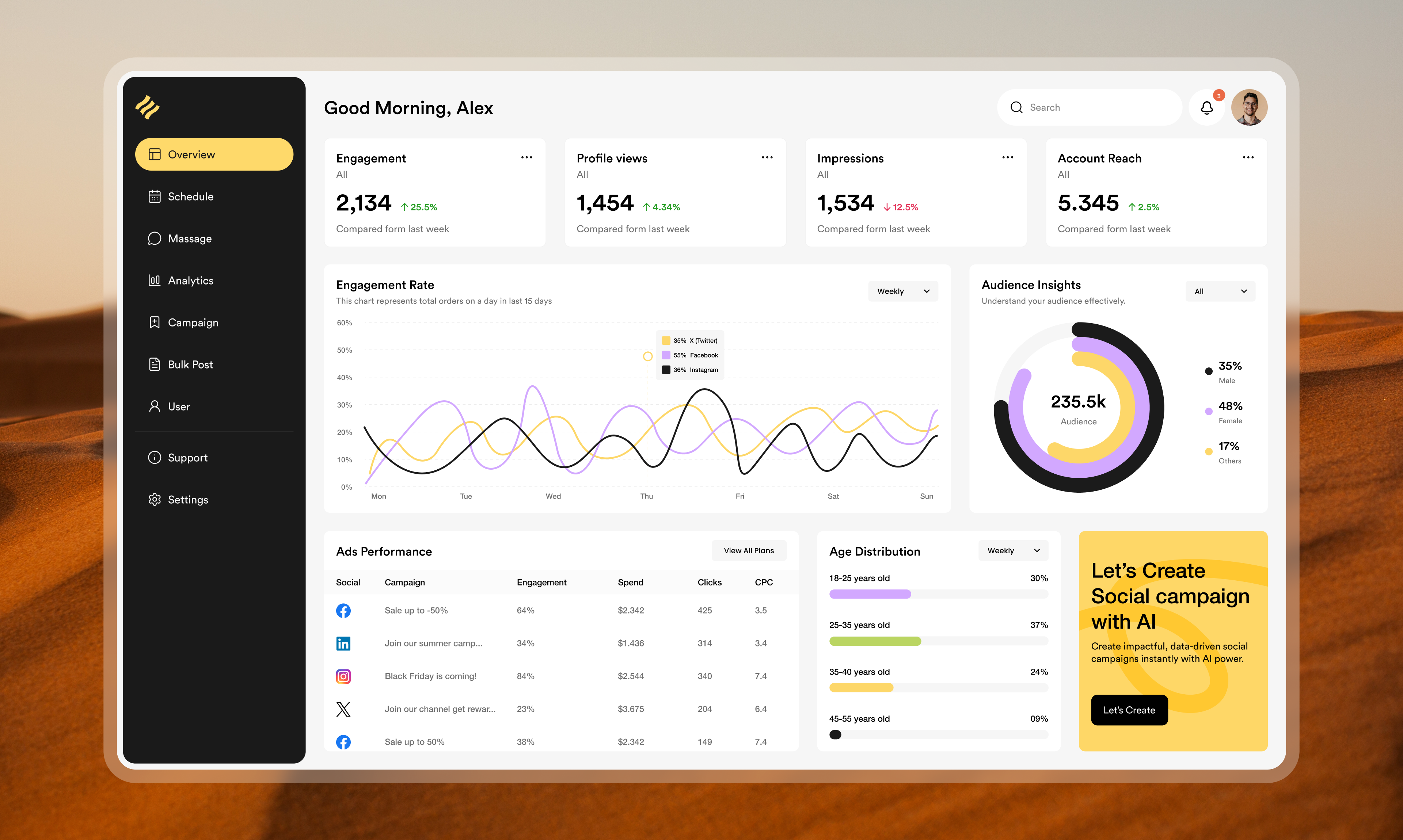 Clixor Social Media Management Platform Dashboard UI